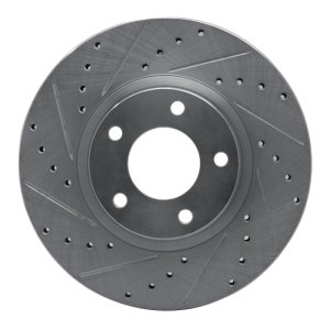 Mazda 3 Brake Rotor (1) - Front Left - R1 Concepts - Drilled & Slotted - Silver - `04-`15